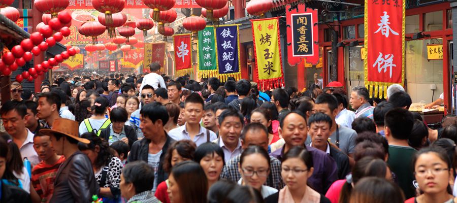 BEIJING - People crowd famous Wangfujing snack street during National Day holiday