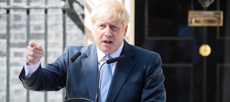  Boris Johnson, U.K. prime minister, delivers a speech outside 10 Downing Street.