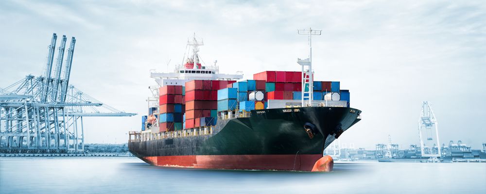 Container Cargo ship in seaport, Freight Transportation