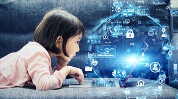 Feature image Chinese Child on the internet. Education Technology