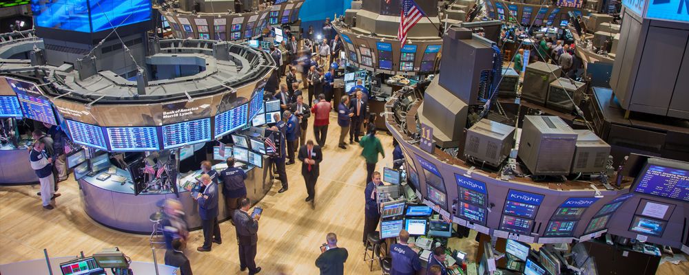 Busy trading floor of the New York Stock Exchange