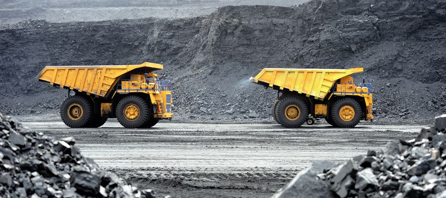 Opencast coal mine dump trucks