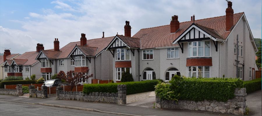 Traditional 1930s semi detached homes in a quiet residential area of Wales