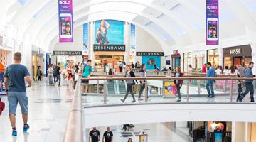 People walking in shopping center